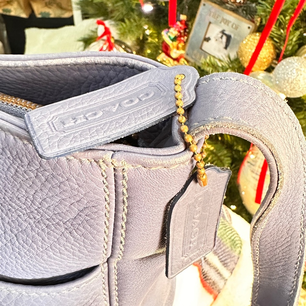 COACH Vintage Sonoma Pocket Zip Natural Grain Leather-Periwinkle - Picture 11 of 15